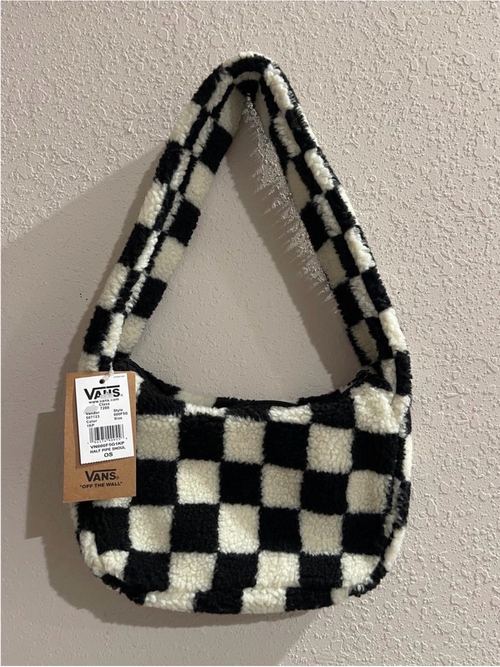 Vans Black & White Checkered Sherpa Shoulder Bag